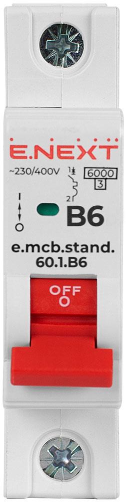 Автоматический выключатель E.NEXT e.mcb.stand.60.1.B6 1р 6А 6 кА B (s001106) - фото 2