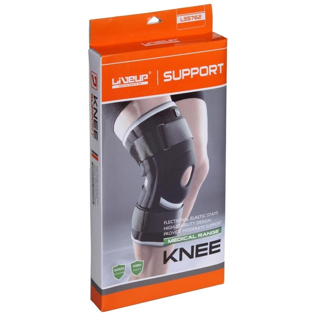 Фіксатор коліна KNEE SUPPORT L Чорний (LS5762-L) - фото 4