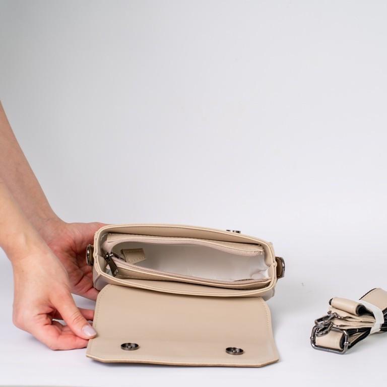 Сумка женская XENIA № 11-22 кросс-боди из глаткой экокожи Бежевый/Коричневый - фото 4 Сумка женская XENIA № 11-22 кросс-боди из глаткой экокожи Бежевый/Коричневый - фото 4