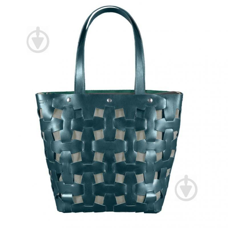 Шкіряна плетена сумка жіноча BlankNote Пазл Krast L Зелена (BN-BAG-33-malachite)