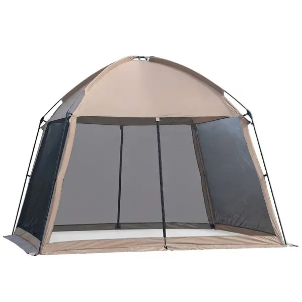 Павильон шатер раскладной для сада и кемпинга из фибергласа и оксфорда 210T 3х3х2,6 м Бежевый (SJ-0116)