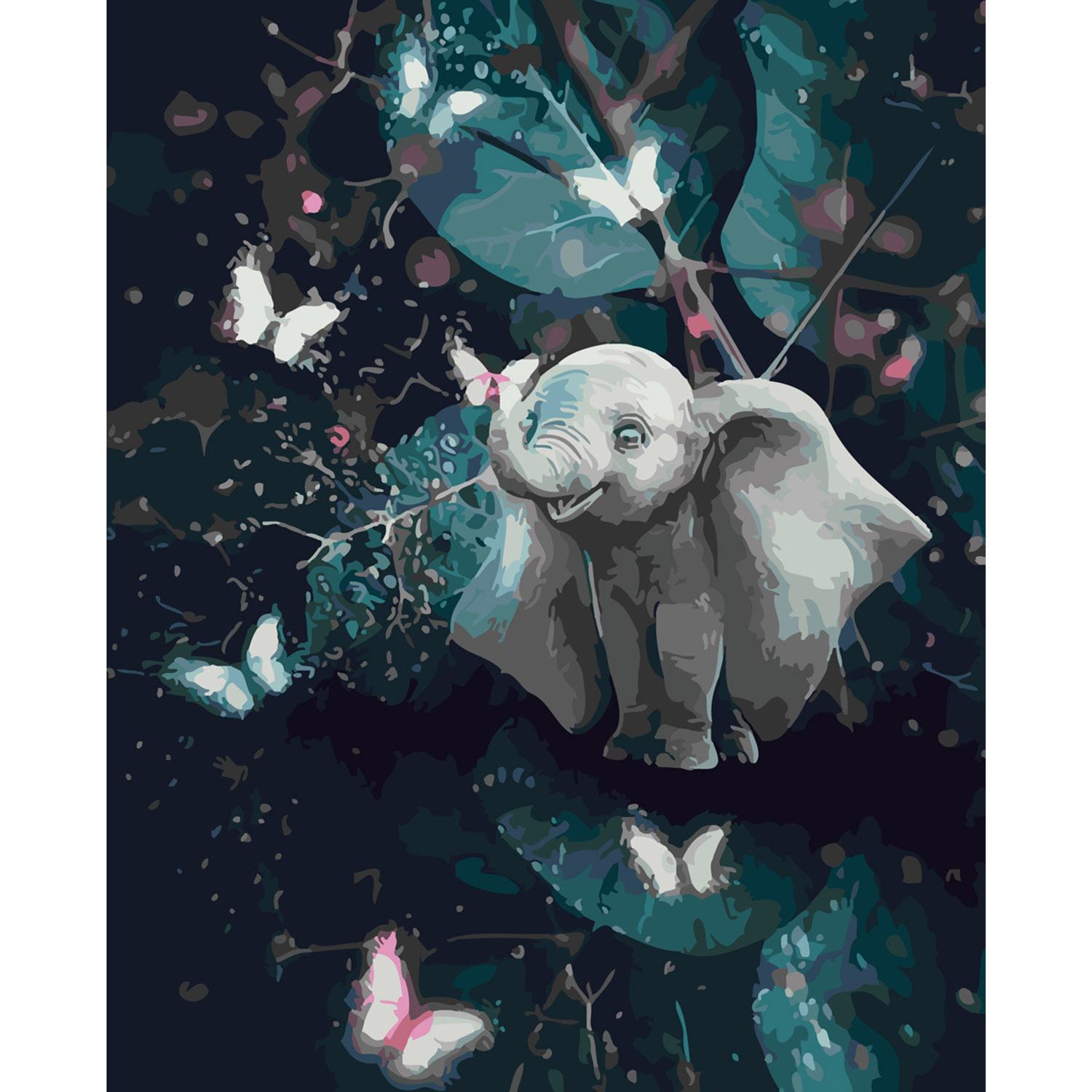 Картина по номерам Strateg Фантазийный слоненок 40х50 см (SY6316)