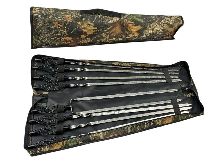 Набір шампурів з подвійним шампуром Ексклюзив із нержавіючої сталі в чохлі книжці 9 шт. (21-10-NB-2296)