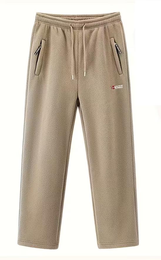 Штани чоловічі термоштани Fujian DM8108194 з широкими штанинами та шнурком XXL Коричневий (30770730)