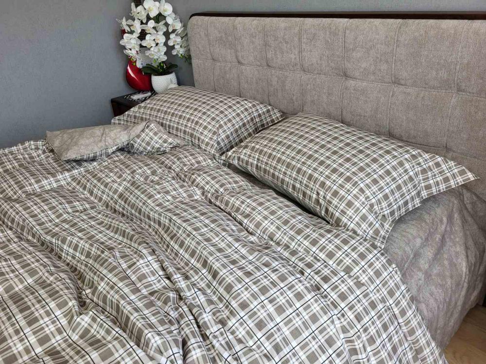 Комплект постельного белья Scotland cotton семейный на резинке Beige