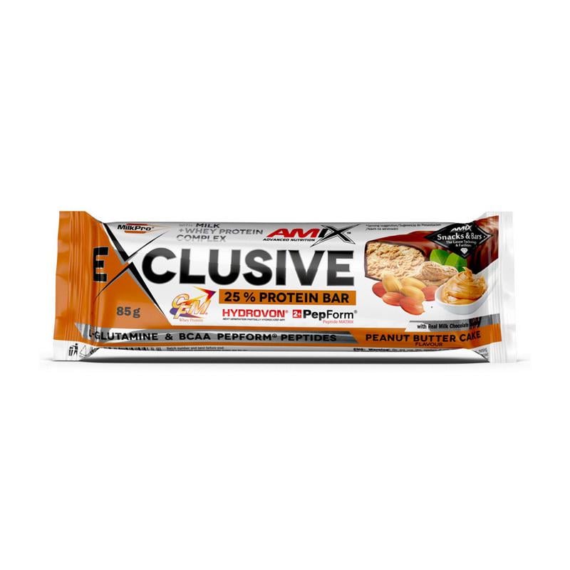 Протеиновый батончик 22 г белка AMIX Exclusive Protein Bar 25% 85 г Арахисовая паста/Кекс