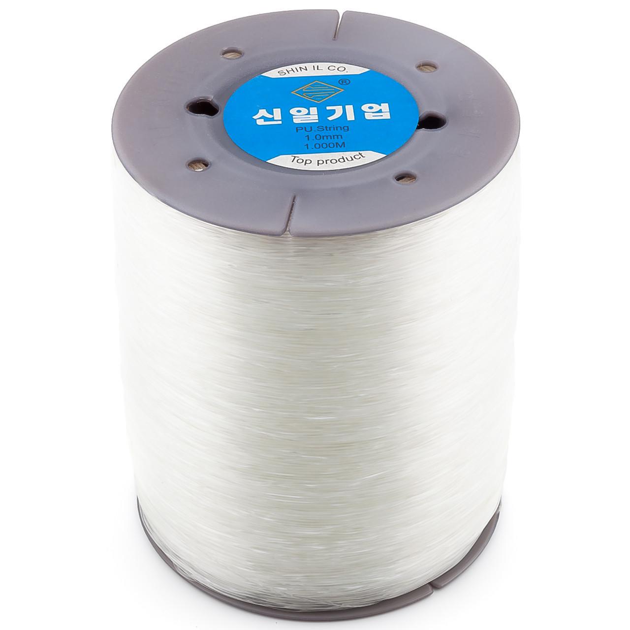 Нить силиконовая Корея основа для браслета 1 мм 1 шт. 1 катушка 1000 м Прозрачный (РС1010б01)