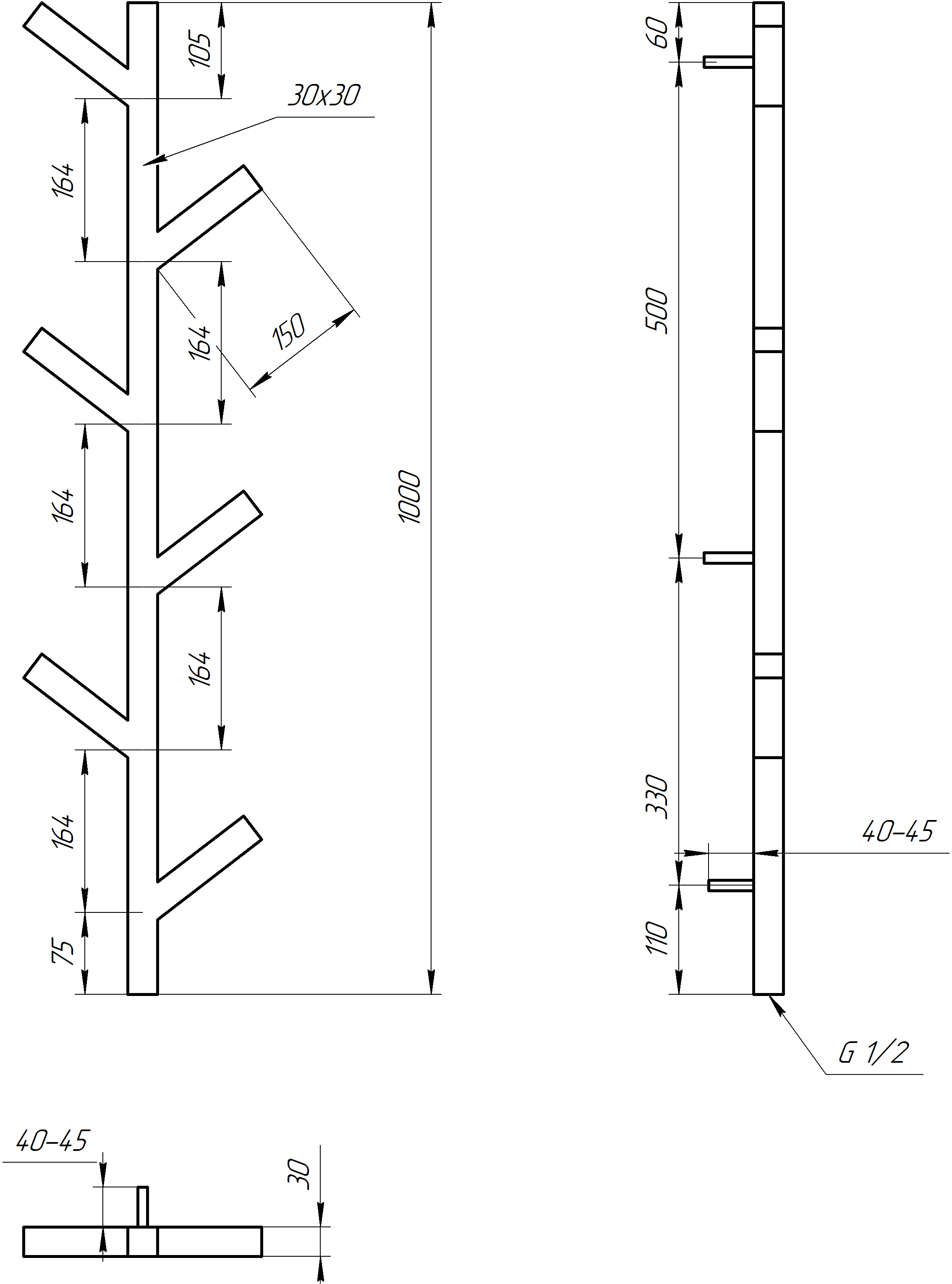 Полотенцесушитель электрический Genesis Aqua Albero 100x24 см Белый (2484) - фото 2