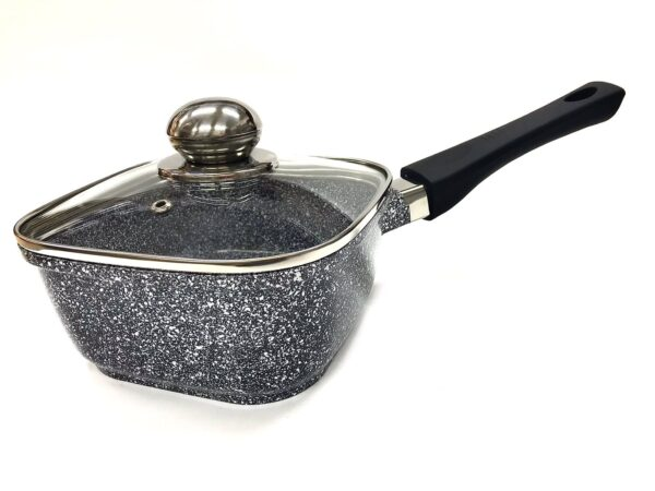 Ковшик с крышкой Benson BN-302 квадрат с гранитным антипригарным покрытием d 16 см 1,5 л Черный (BN-302)