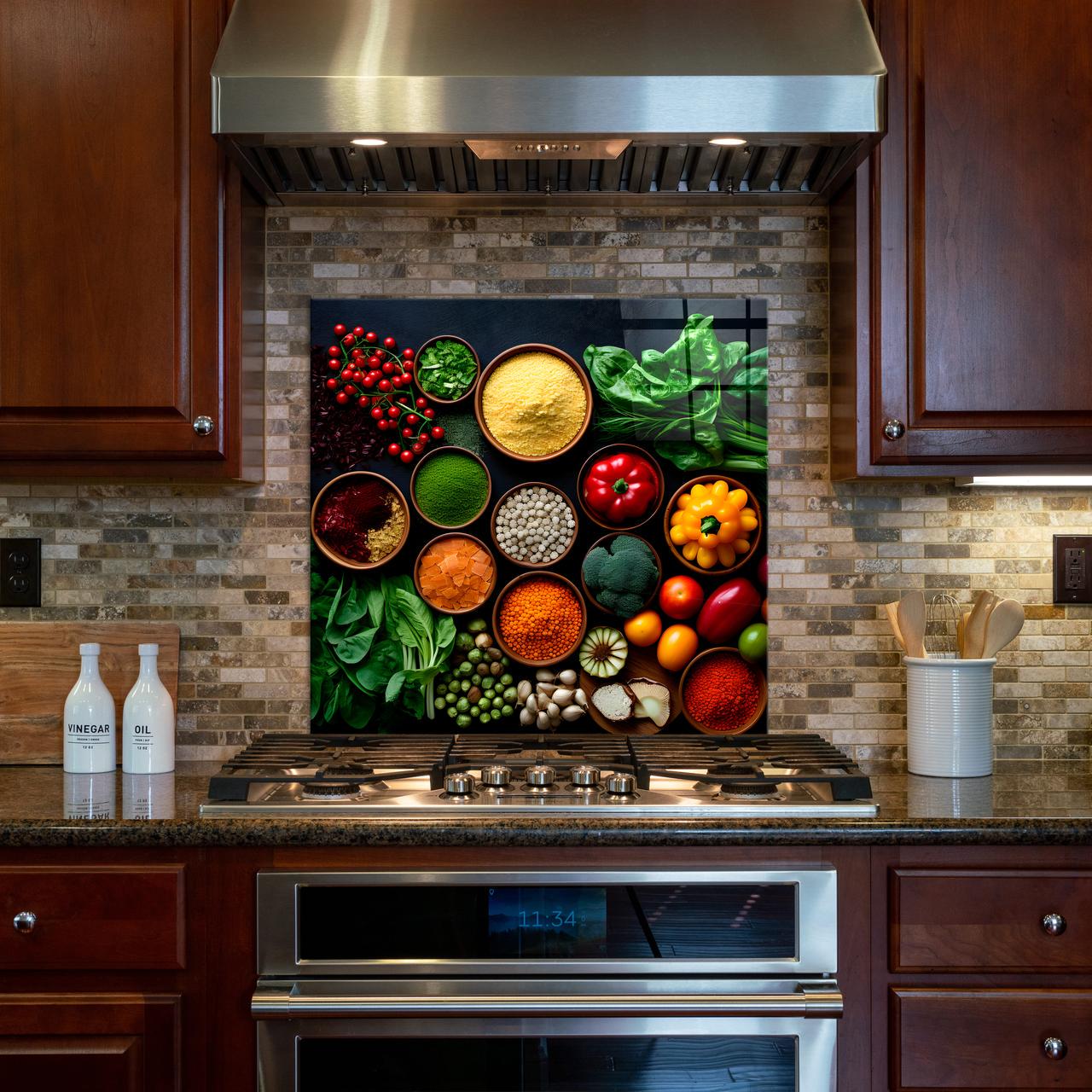 Стеклянная панель для кухни NovellaPrint Ароматы востока 70х70 см (1029.5)