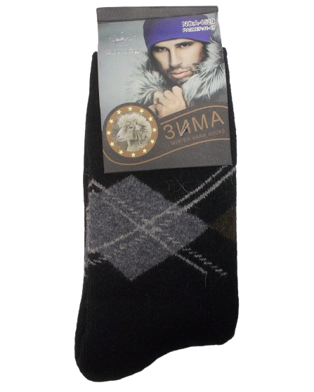 Носки мужские ангоровые Корона 1520 с махрой р. 41-47 Черный (1483363334)