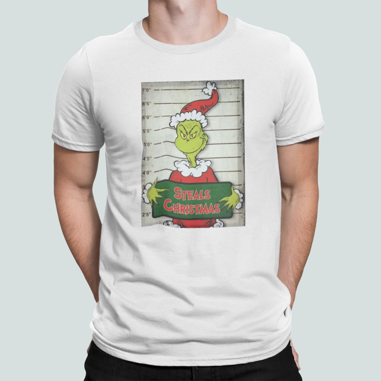 Футболка мужская новогодняя Stedman с принтом Гринч "Steals Christmas" L Белый (НГ144-9)