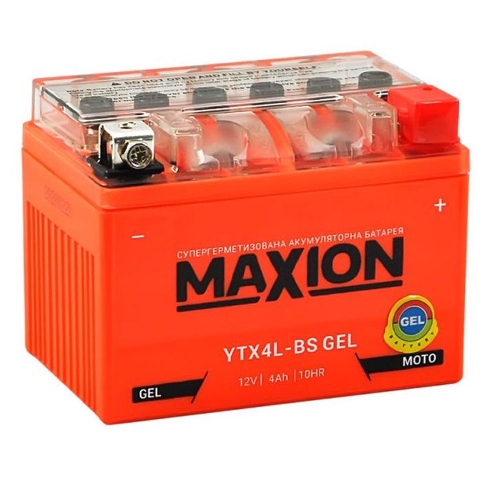 Мото акумулятор Maxion Gel 12V 4 A R+ (YTX 4L-BS)