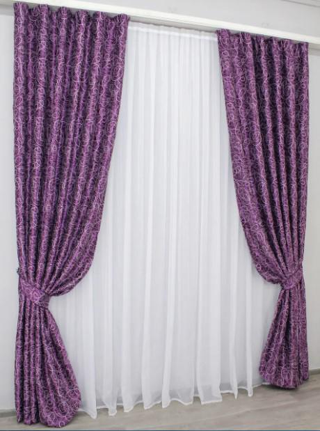 Комплект штор Жаклин двухсторонний блекаут 1,5х2,7 м 2 шт. Фиолетовый (645ш) - фото 3