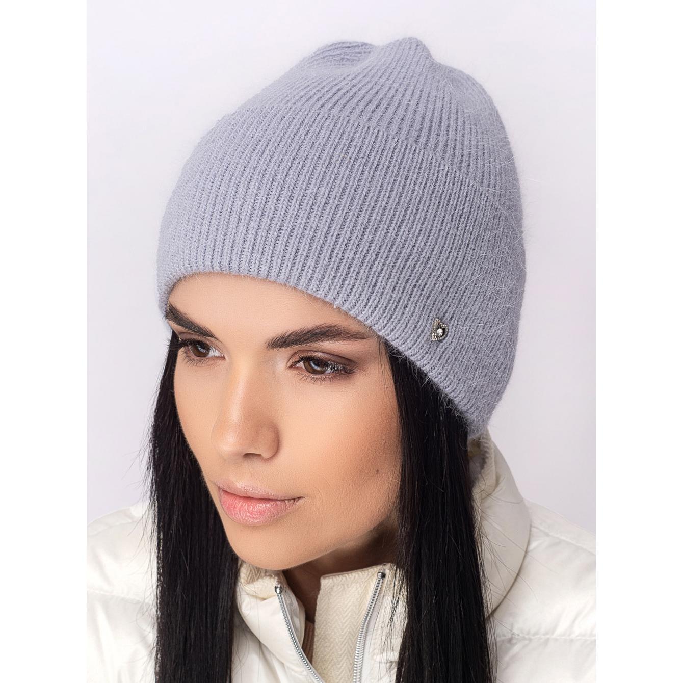 Шапка женская ангоровая одинарная с отворотом Leks Фиджи Металл