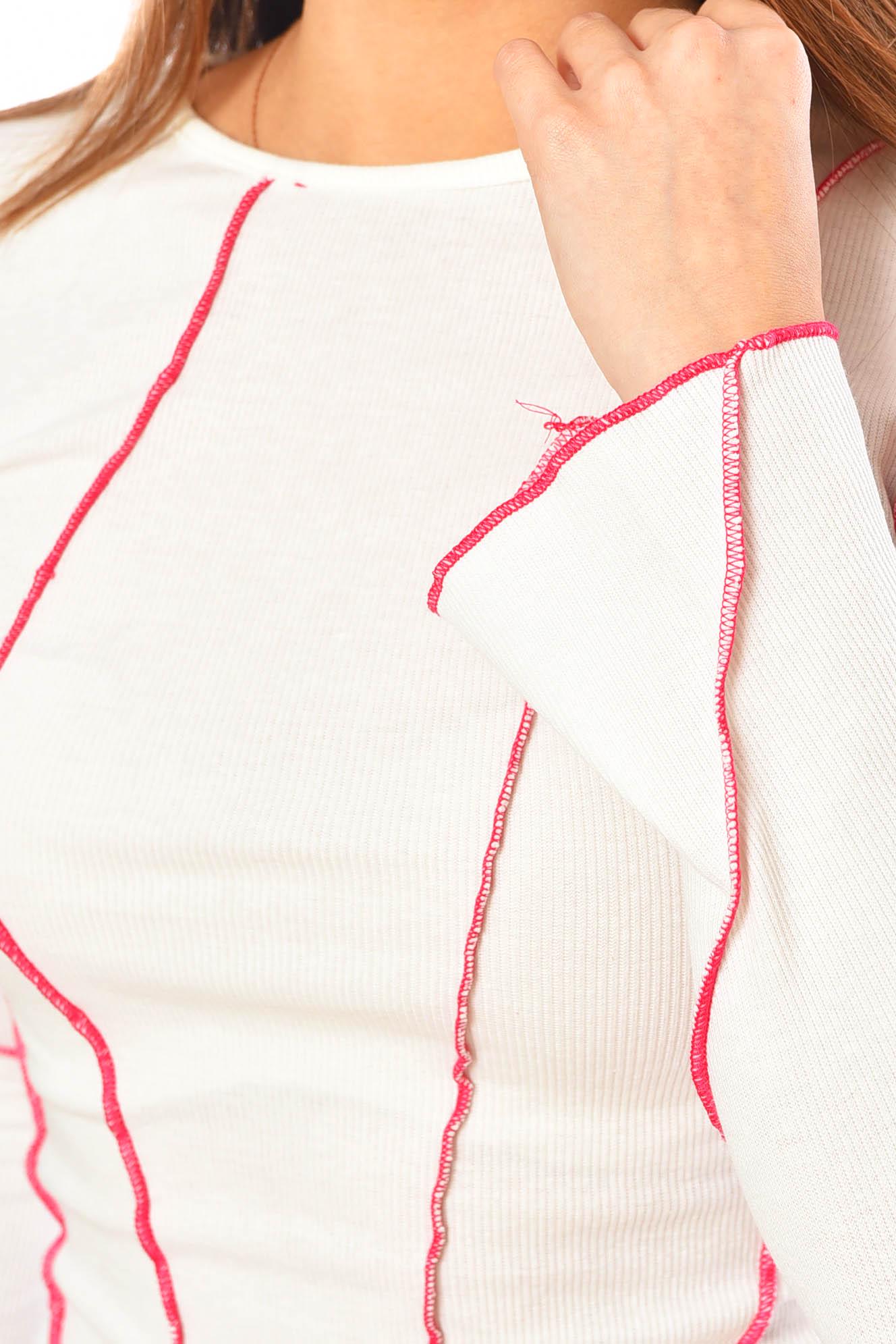Кофта жіноча 201337 в рубчик S-M Білий (201337_!312594_42-44) - фото 4 Кофта жіноча 201337 в рубчик S-M Білий (201337_!312594_42-44) - фото 4