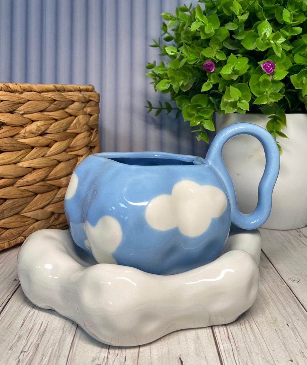 Чашка з блюдцем Біла Хмаринка 380 мл (60780)