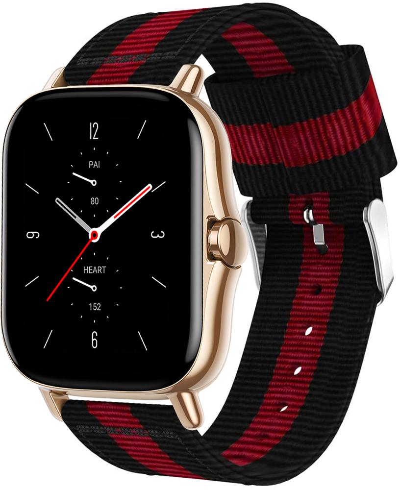 Ремешок тканевый Canvas для Amazfit GTS 2e Black/Red (20576)