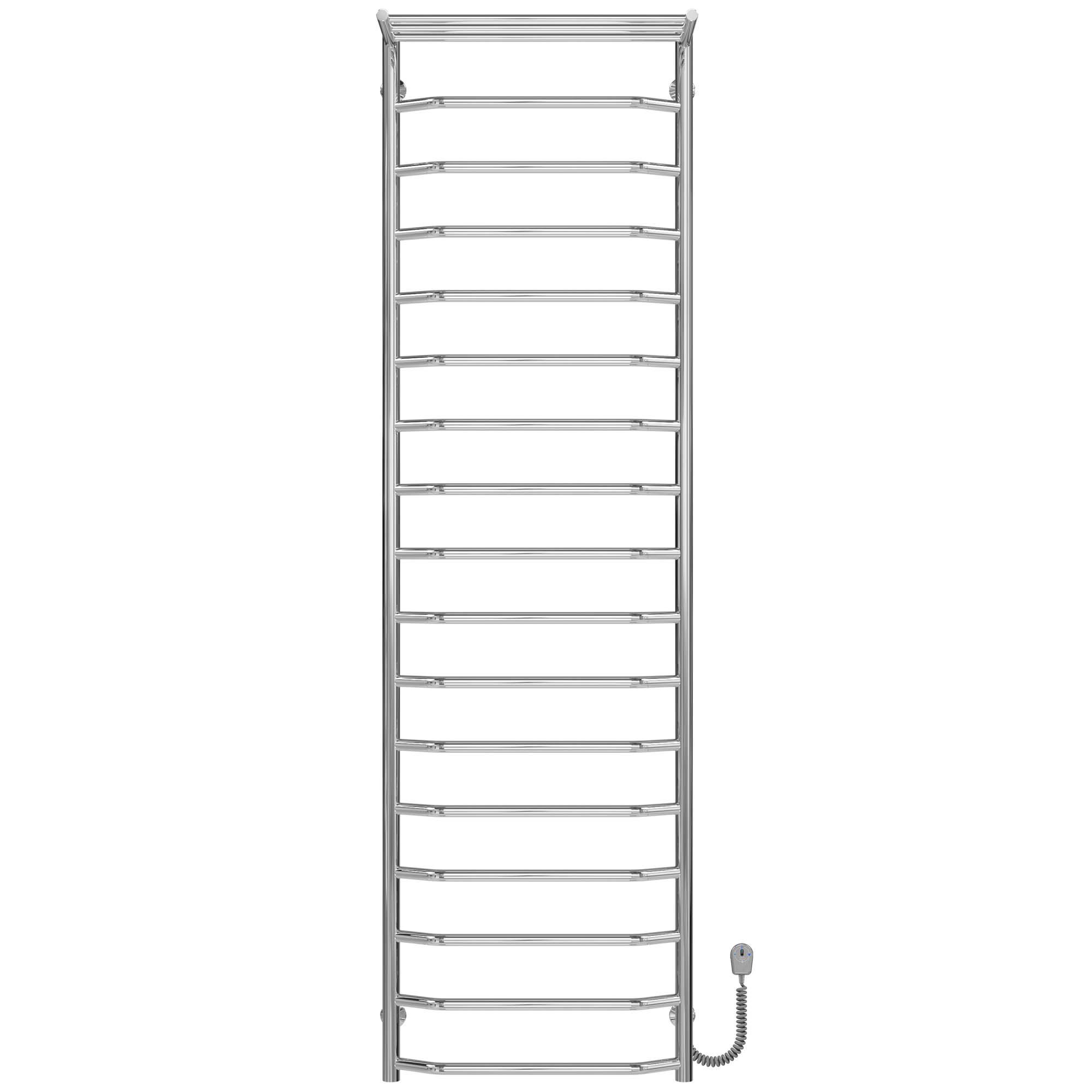 Полотенцесушитель электрический с полкой Deffi Трапеция П17 EF16 правое подключение нержавеющая сталь 500х1800 мм Хром (C.TP.180.50.17.ECR5)