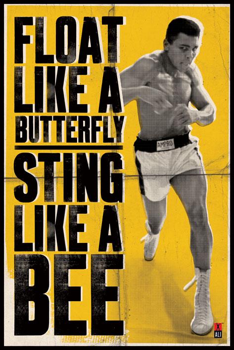 Постер плакат Мухаммед Алі Пурхати Як Метелик/Muhammad Ali Float Like a Butterfly 61x91,5 см