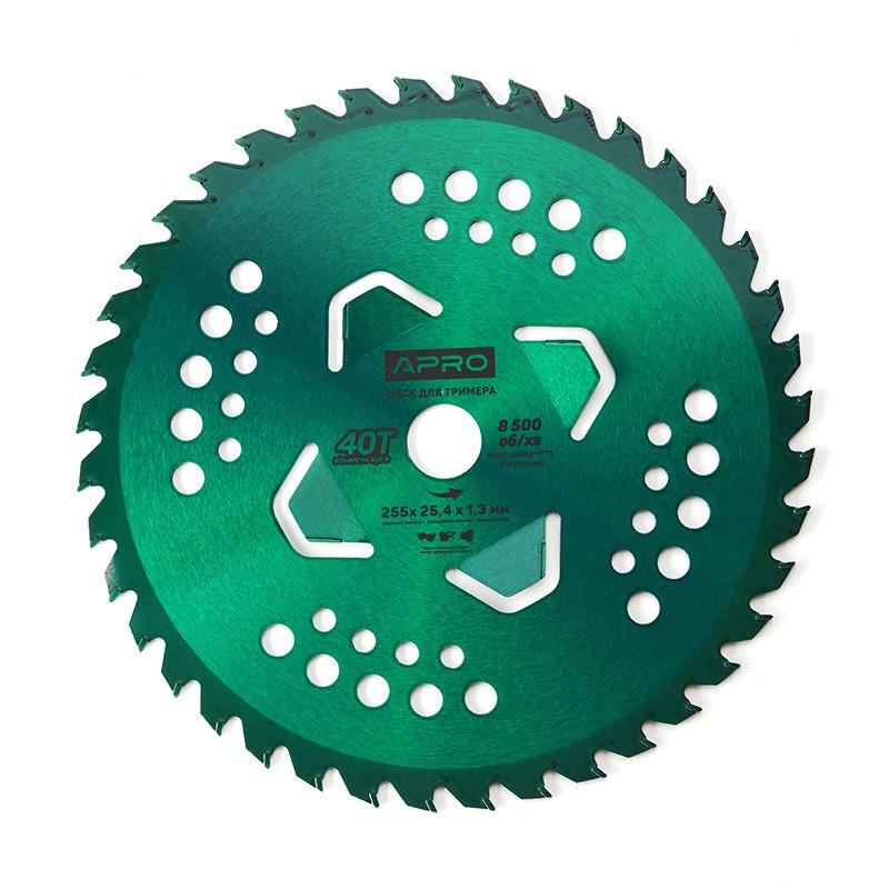 Диск для триммера Apro с твердосплавными напайками 40Т для густой травы (830802)