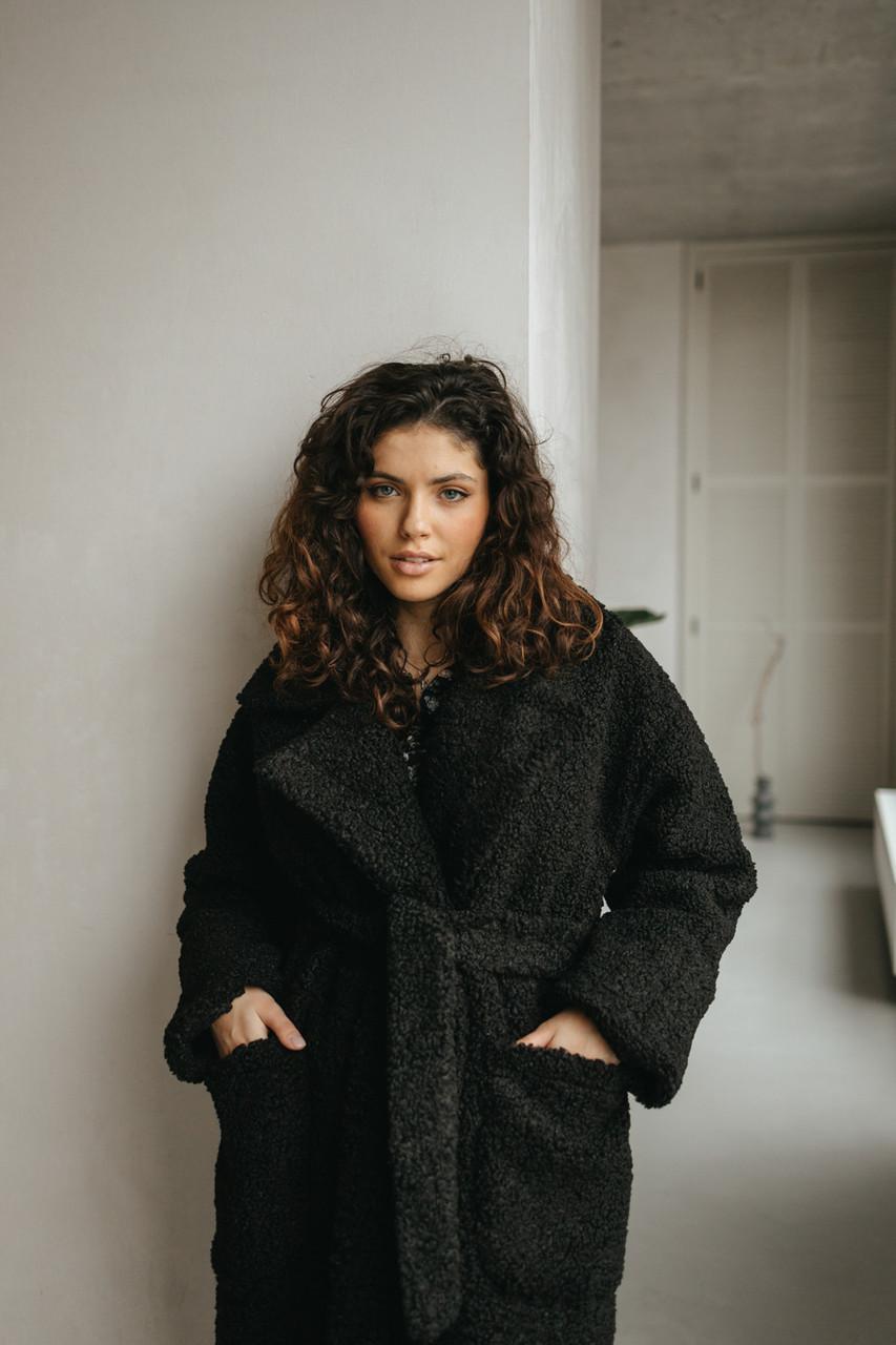 Пальто-шуба жіноче з еко-букле L-XL Чорний (2738197124) - фото 8 Пальто-шуба жіноче з еко-букле L-XL Чорний (2738197124) - фото 8