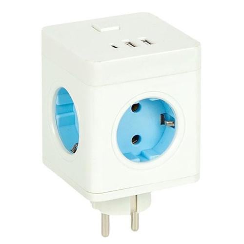 Разветвитель сетевой куб Power Cube 4 розетки 3xUSB 250В 16А до 4кВт White (960407)