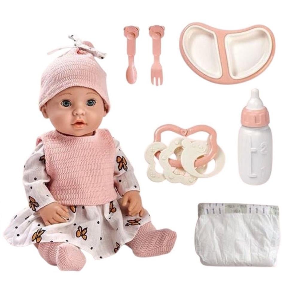 Пупс Baby Doll 40 см пустушка закриває очі/пляшечка/посуд (W16 T-06 C)