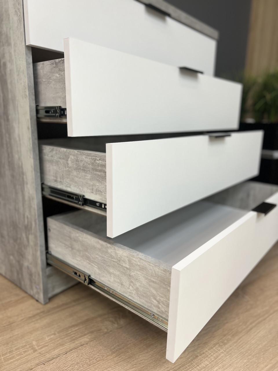 Комод Комфорт 4 шухляди 900/870/440 мм Бетон/Білий - фото 3 Комод Комфорт 4 шухляди 900/870/440 мм Бетон/Білий - фото 3