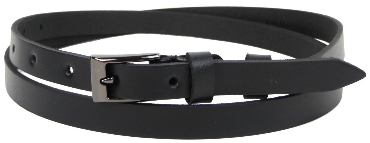 Ремень узкий женский Skipper 1483-15 кожаный Черный