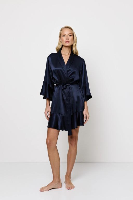 Халат жіночий атласний Aruelle S Темно-синій (36765-8-187) - фото 5