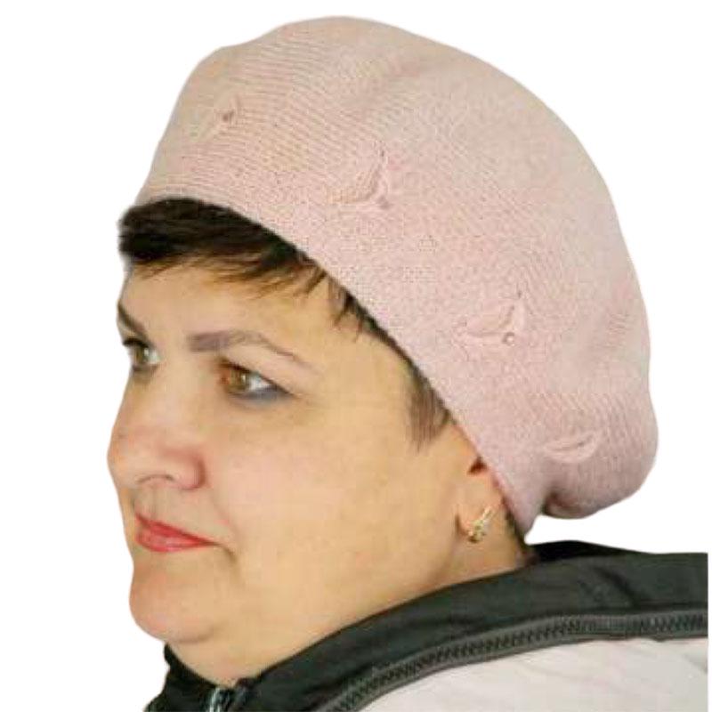 Берет женский Lirus Мариса двойной полушерстяной с люрексовой нитью Розовый (119027)