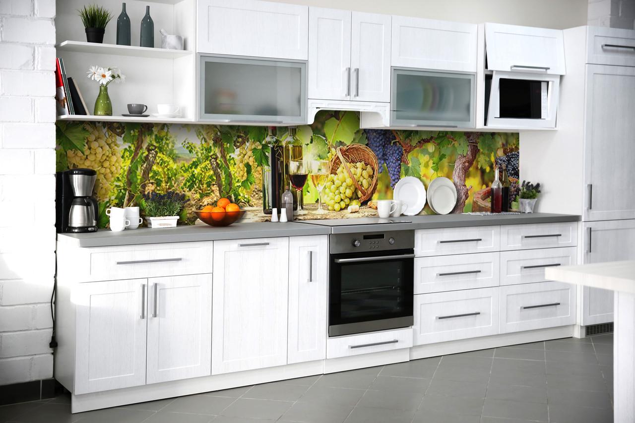 Кухонный фартук Солнечный виноград из самоклеющейся виниловой пленки 60х250 см Зеленый