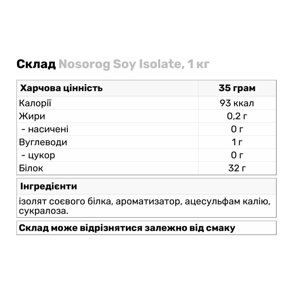 Протеин Nosorog Soy Isolate 1 кг Шоколад (8322V12947) - фото 3