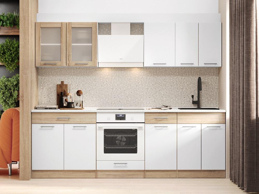 Готовая кухня Эверест Эко №3 без столешницы без мойки 2,4 м Дуб Сонома/Белый (09092) Готовая кухня Эверест Эко №3 без столешницы без мойки 2,4 м Дуб Сонома/Белый (09092)