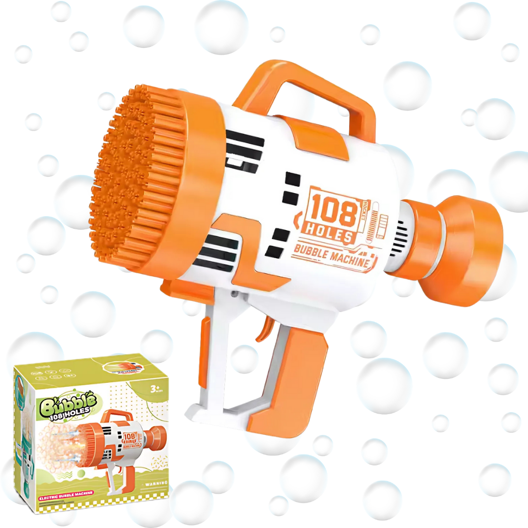 Генератор мильних бульбашок для дітей на акумуляторі з LED-підсвіткою Помаранчевий Генератор мильних бульбашок для дітей на акумуляторі з LED-підсвіткою Помаранчевий