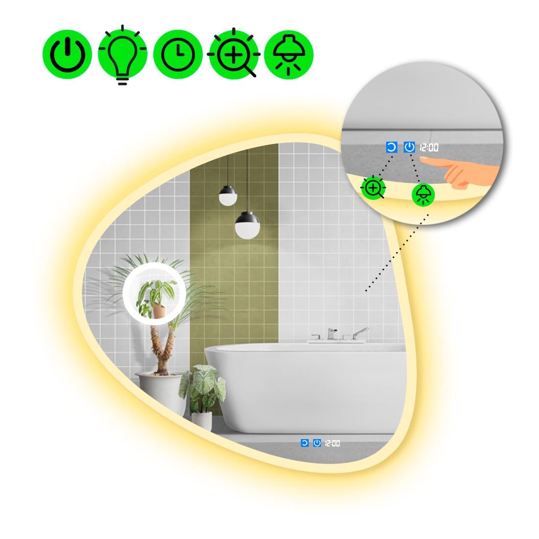 Зеркало с LED подсветкой Nuvola 3 с двумя сенсорами 140x140 см