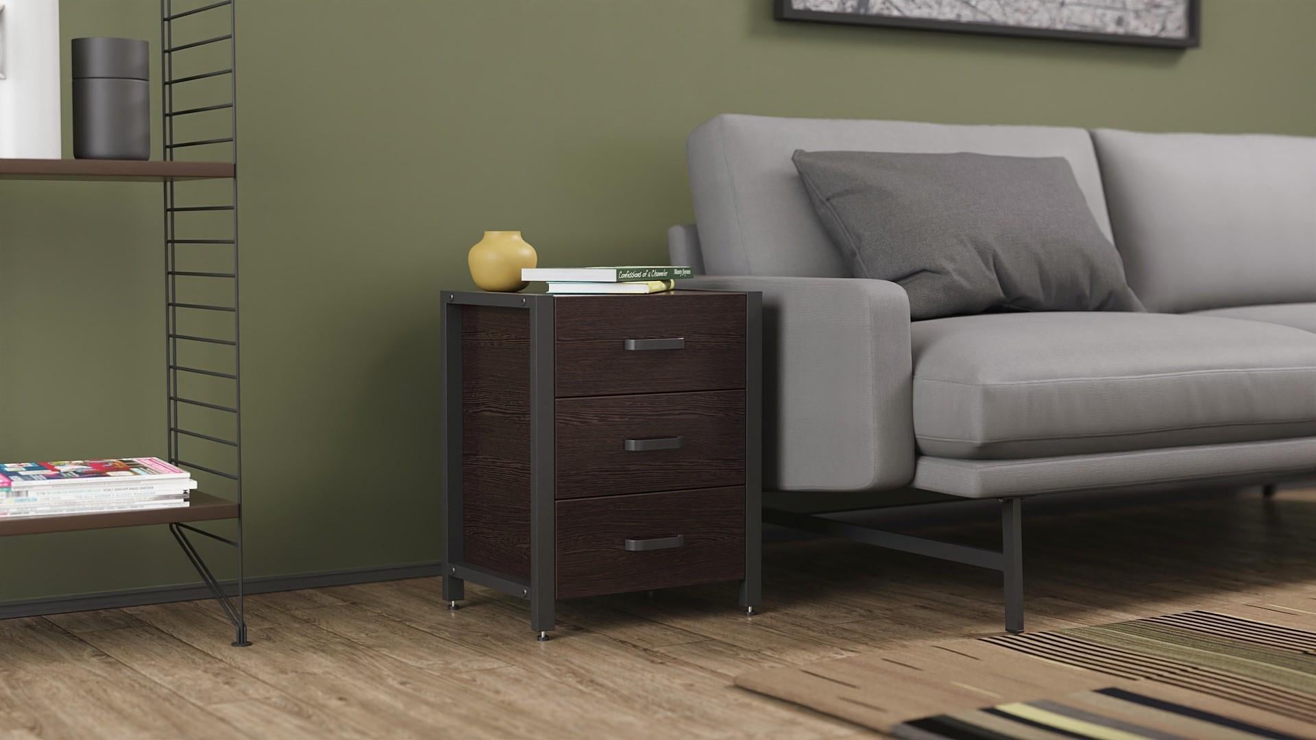 Тумба универсальная Ferrum-decor Вивьен 3 ДСП 16 мм 50x41x40 см Черный/Венге (FRD-106193)