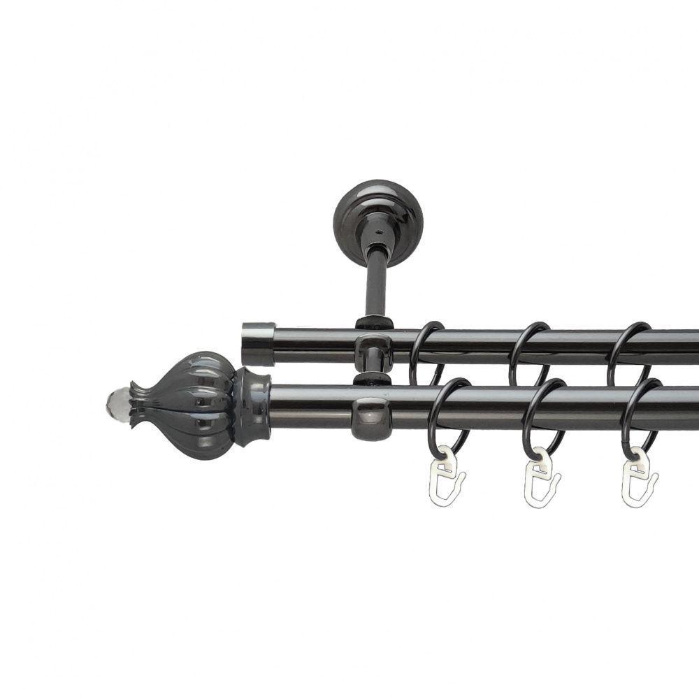 Карниз Orvit Таджа-Кристал металевий дворядний відкритий гладка труба кільце металеве 19/16 мм 160 см Онікс (00-00014897)