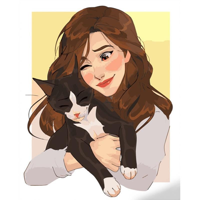 Картина по номерам Strateg Премиум Любимый котик 40x50 см (GS635)