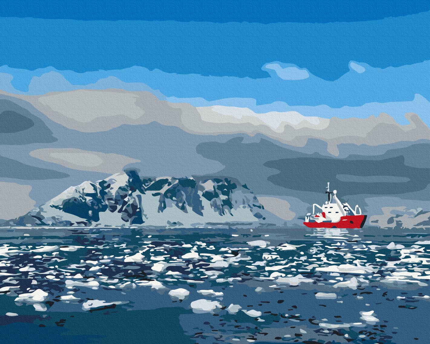 Картина по номерам Brushme Ледокол Ноосфера среди Южного океана 40x50 см (BS54266)
