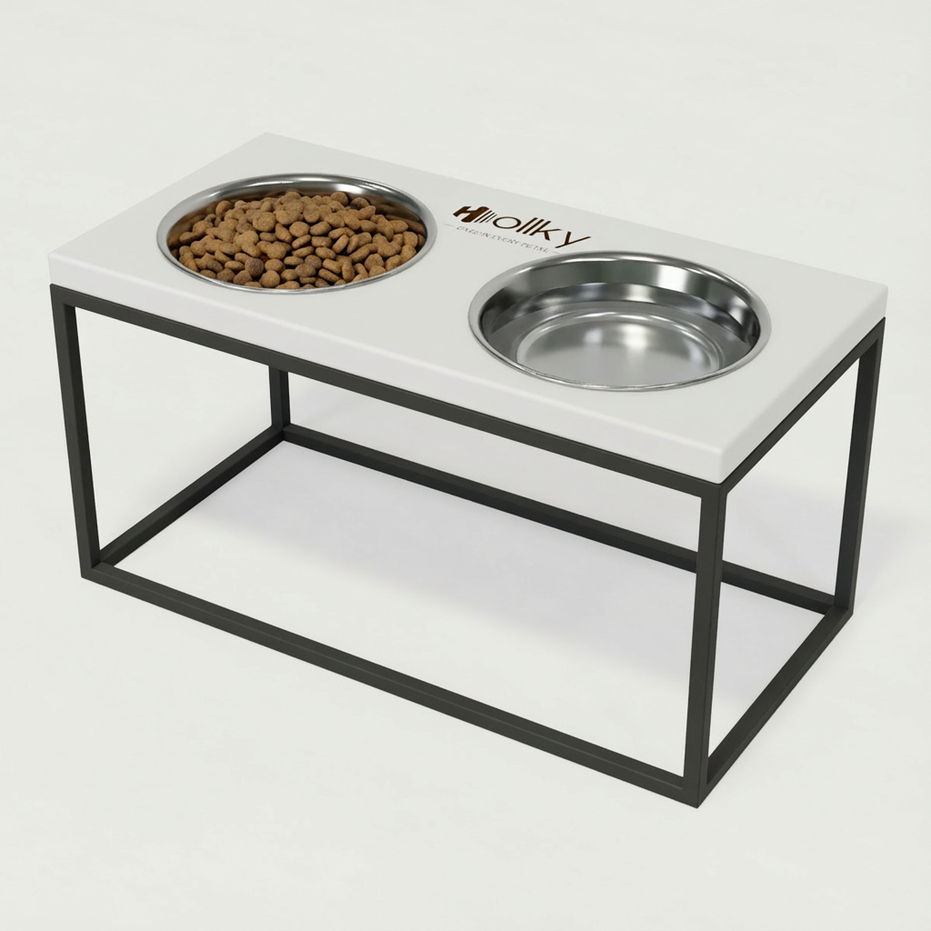 Миски на підставці для середніх і великих собак Hollky Base L 2х0,95 л (BL-422120-GRWH) - фото 1 Миски на підставці для середніх і великих собак Hollky Base L 2х0,95 л (BL-422120-GRWH) - фото 1