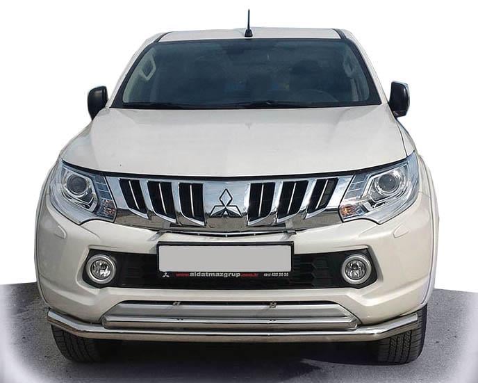Передняя защита ST014 CAN для Mitsubishi L200 2015-2025 гг. нержавеющая сталь Хром