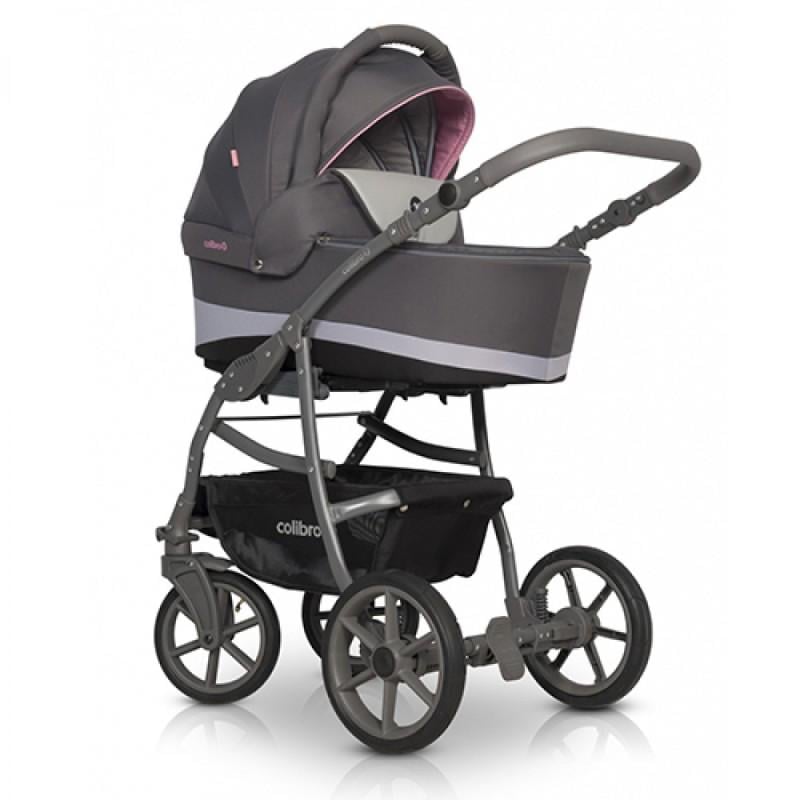 Коляска Colibro Focus універсальна 2в1 з багажним кошиком та сумкою Сірий/Рожевий Коляска Colibro Focus універсальна 2в1 з багажним кошиком та сумкою Сірий/Рожевий