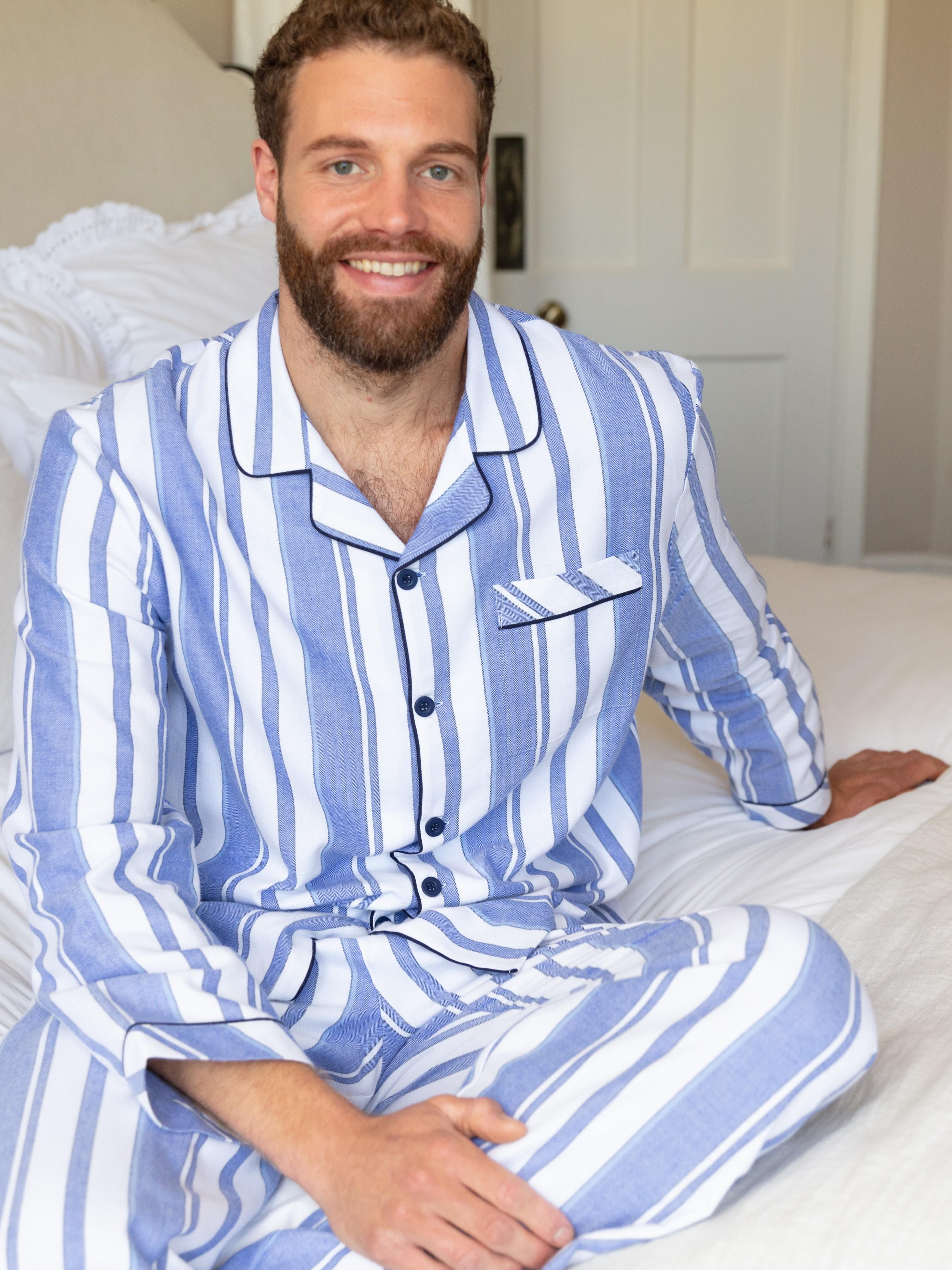 Пижама мужская CYBERJAMMIES Alpes 3092-3093 M в полоску Голубой (5051877573215)