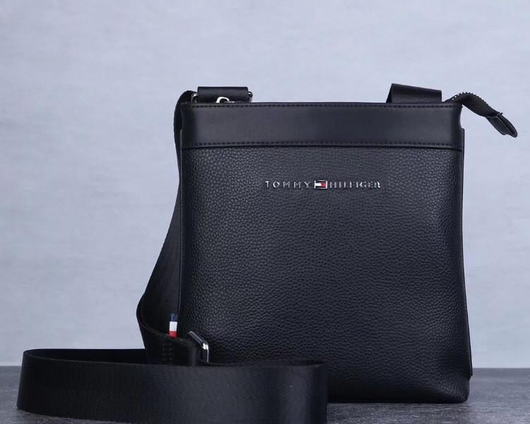 Сумка чоловіча брендова через плече натуральна шкіра Чорний (669 PTR)