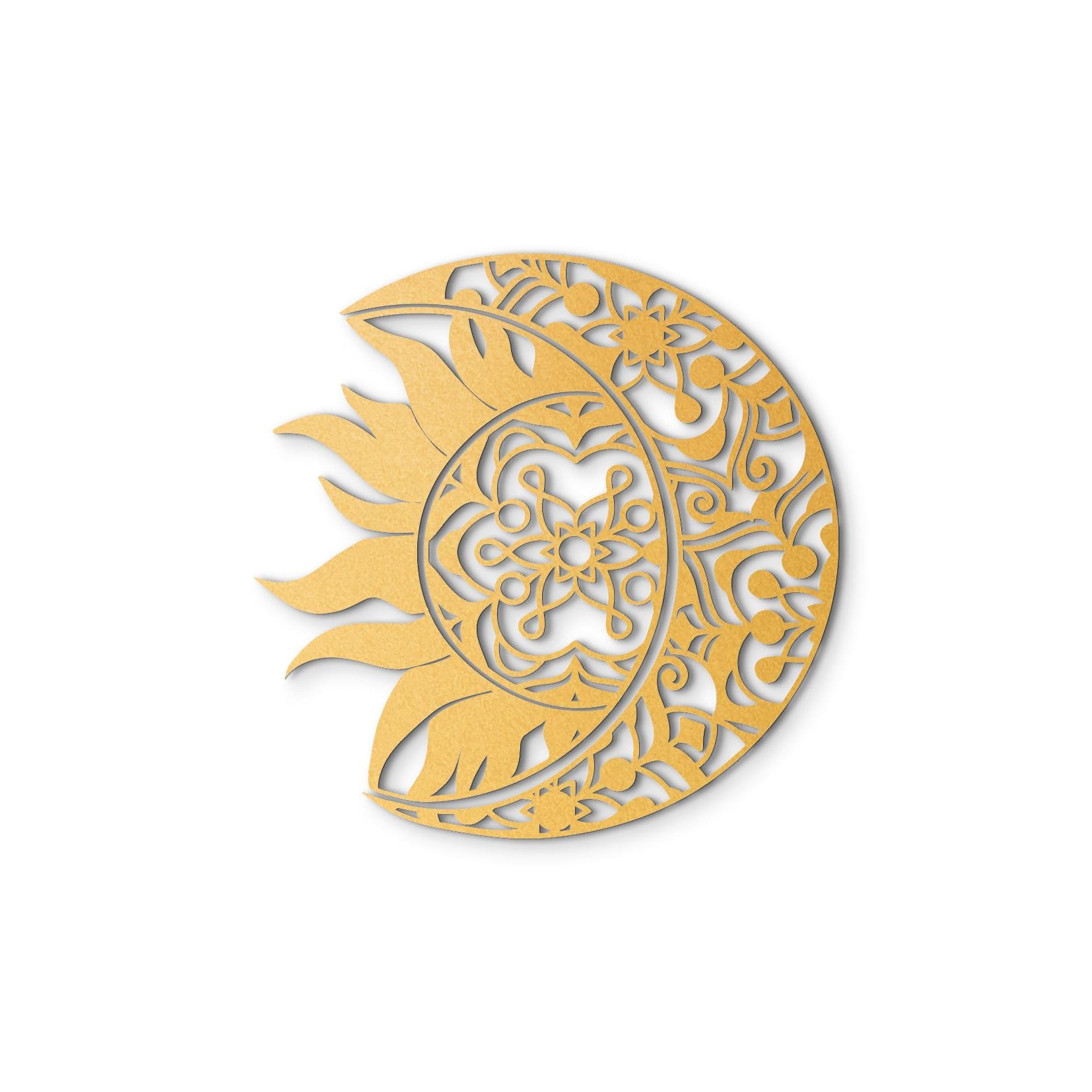 Декоративне панно з дерева Woodyard Сонце з Місяцем 40x40 см Золотий (0506mGold16) Декоративне панно з дерева Woodyard Сонце з Місяцем 40x40 см Золотий (0506mGold16)