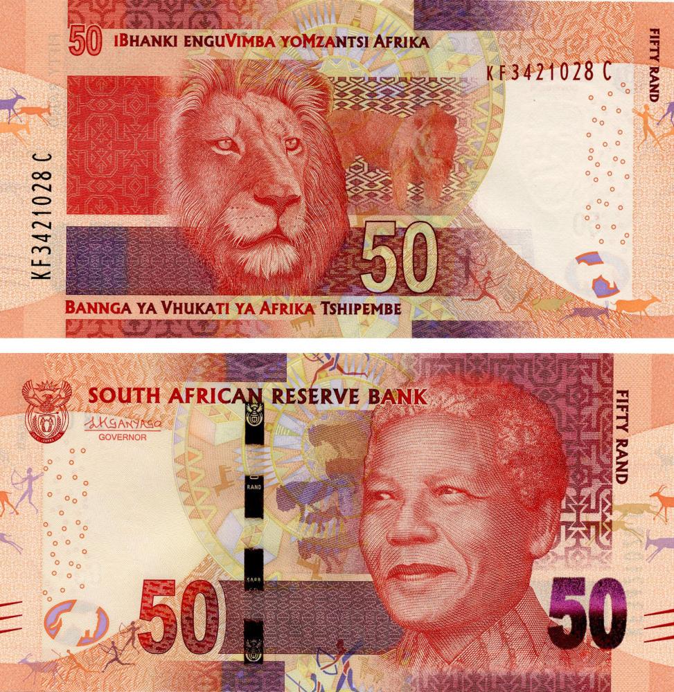 Коллекционная банкнота ЮАР 50 ранд 2015 UNC Лев P140b (Б16984)