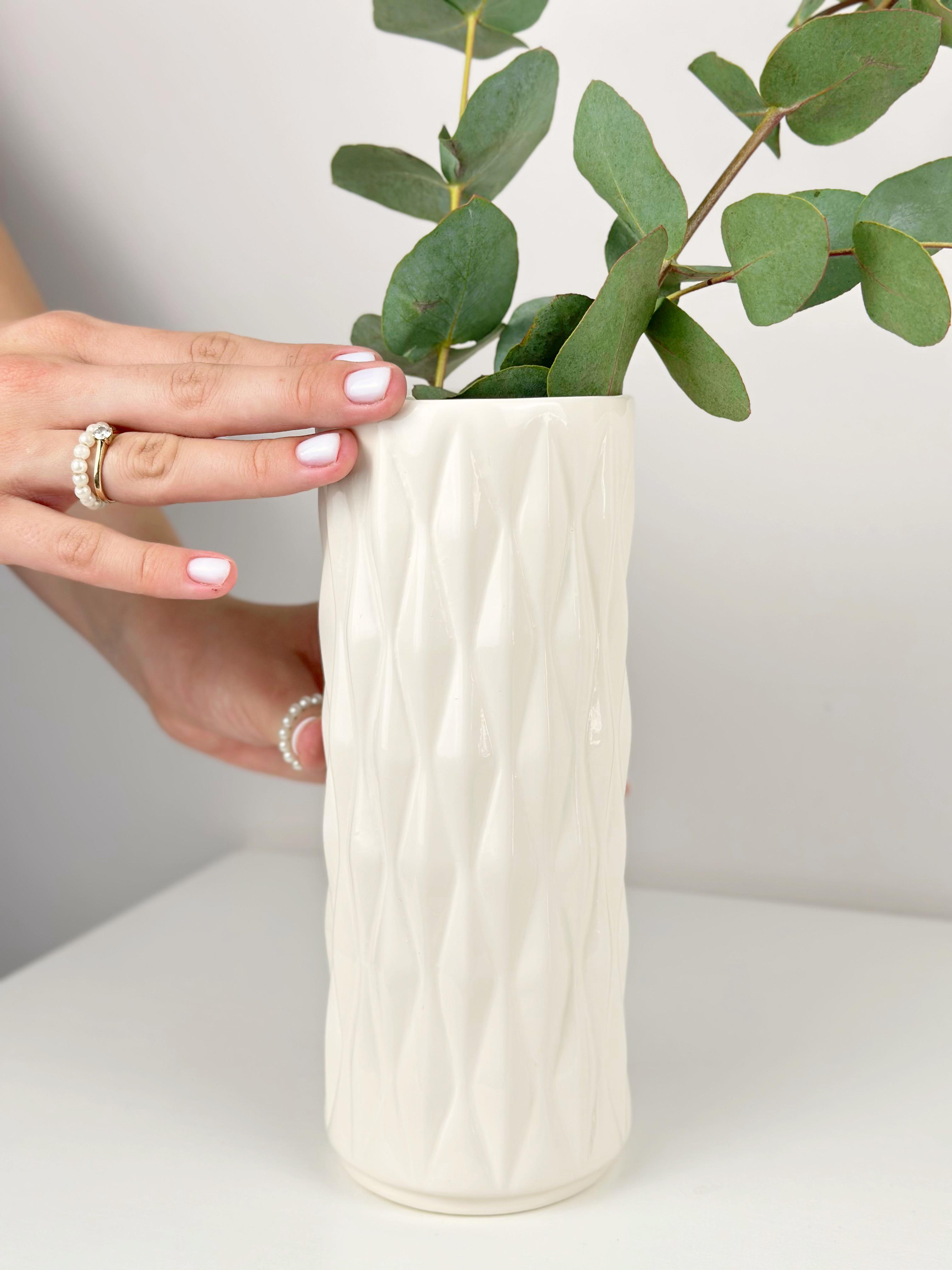 Ваза для цветов и декора глиняная керамическая Кристал 20 см Бежевый (4001-14) - фото 8