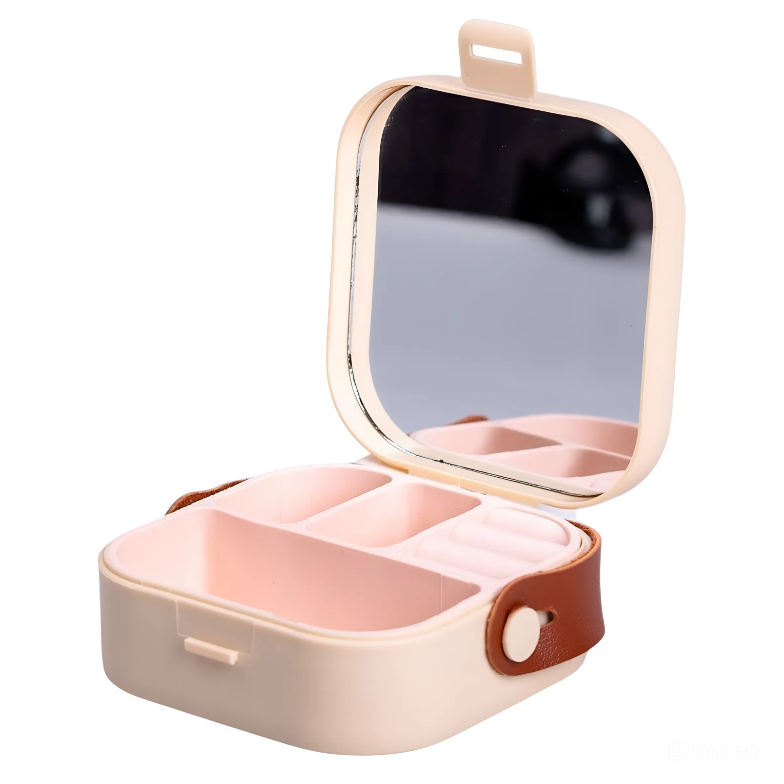 Скринька міні для прикрас Mini Box з дзеркалом 9х9х3,8 см Бежевий (HP-5-27BE)